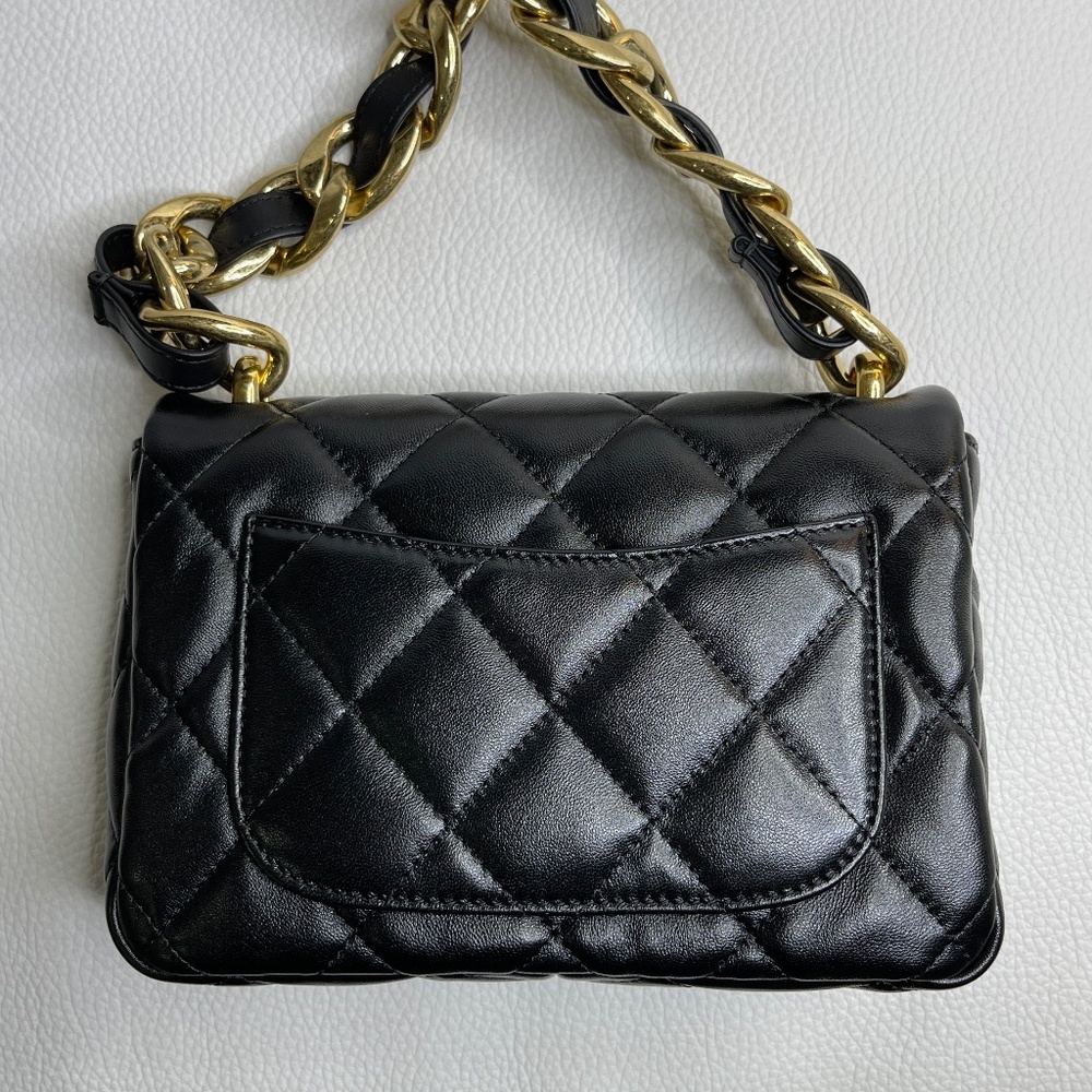 New Unused Chanel Funky Town - Thick Shoulder Strap Small Black Flap Bag - Picture 6 of 12